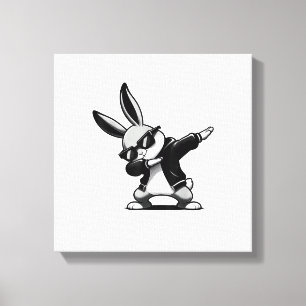 Lienzo Chico Niño Día de Pascua Dabbing Bunny Conejo Hip 