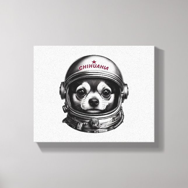 Lienzo Chihuahua, perro espacial soviético retro viajero (Anverso)