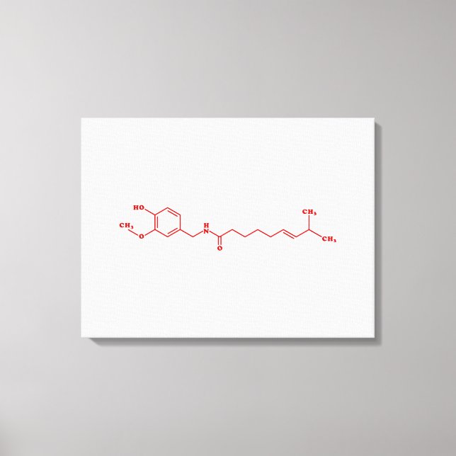 Lienzo Chili Capsaicin Fórmula Química Molecular (Anverso)