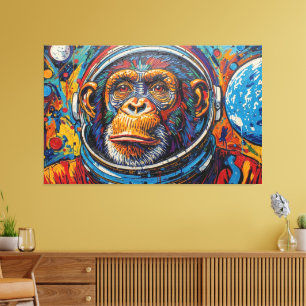 LIENZO CHIMPANCÉ EN EL ESPACIO