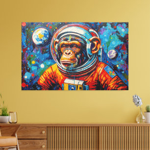 LIENZO CHIMPANCÉ EN EL ESPACIO-3