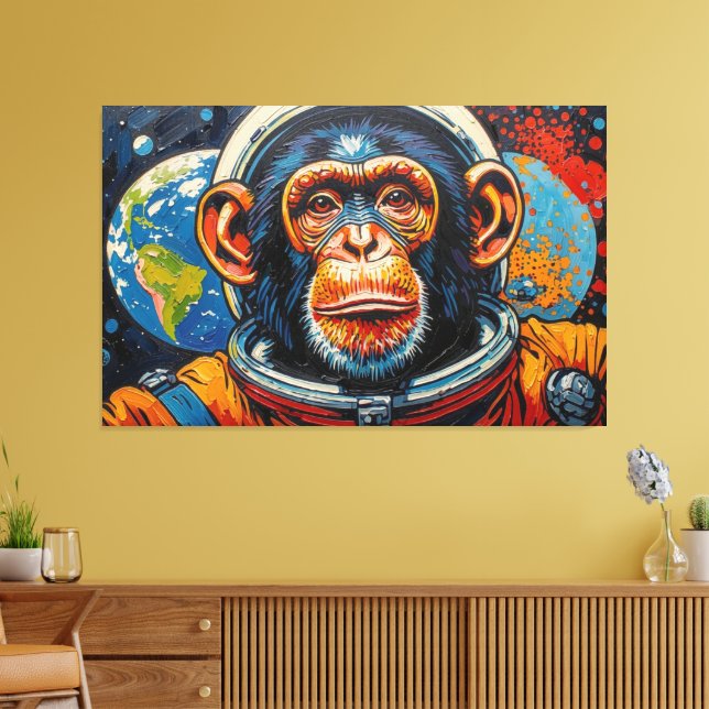 LIENZO CHIMPANCÉ EN EL ESPACIO-6 (Insitu (Sala de estar))