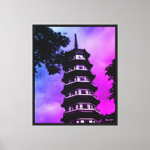 Lienzo China Antigua Cantón la pagoda florida