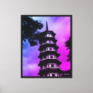 Lienzo China Antigua Cantón la pagoda florida