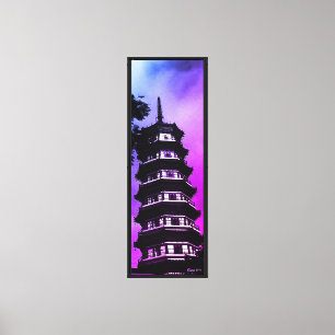 Lienzo China Antigua Cantón la pagoda florida