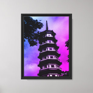 Lienzo China Antigua Cantón la pagoda florida