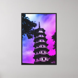 Lienzo China Antigua Cantón la pagoda florida