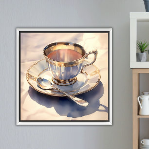 Lienzo China Tea Cup Watercolor Elegante Cocina Comedor