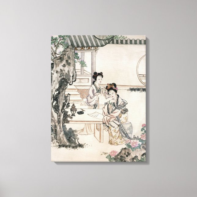 Lienzo Chinas en un jardín (Anverso)