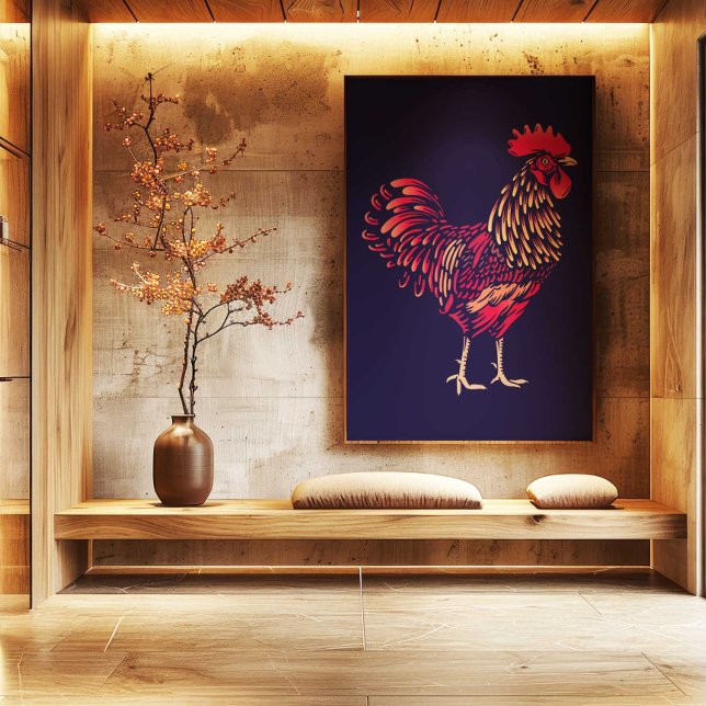Lienzo Chinese Zodiac Rooster Wall Art Print | Japandi  (Chinese Zodiac Rooster Wall Art Print | Rustic Home Decor by TinkPrints)