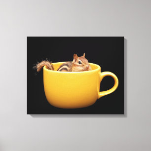 Lienzo Chipmunk lindo de la taza de café