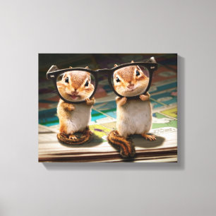 Lienzo Chipmunks en lecturas de gafas