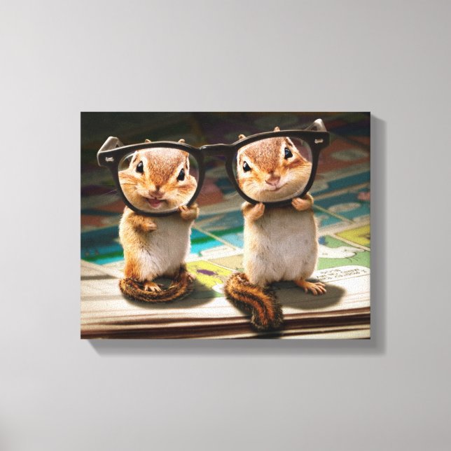 Lienzo Chipmunks en lecturas de gafas (Anverso)