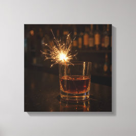 Lienzo Chispa de fiesta en un vaso de Whiskey
