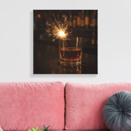 Lienzo Chispa de fiesta en un vaso de Whiskey