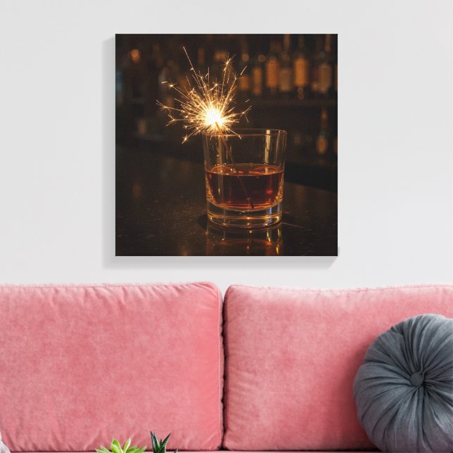 Lienzo Chispa de fiesta en un vaso de Whiskey (Insitu (Sala de estar))