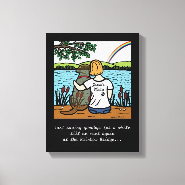 Lienzo Chocolate Labrador Angel y Mamá Canvas (Anverso)