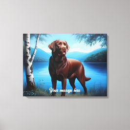 Lienzo Chocolate Labrador y Blue Lake