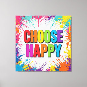 Lienzo CHOOSE HAPPY Colorful Rainbow Canvas Wall Art