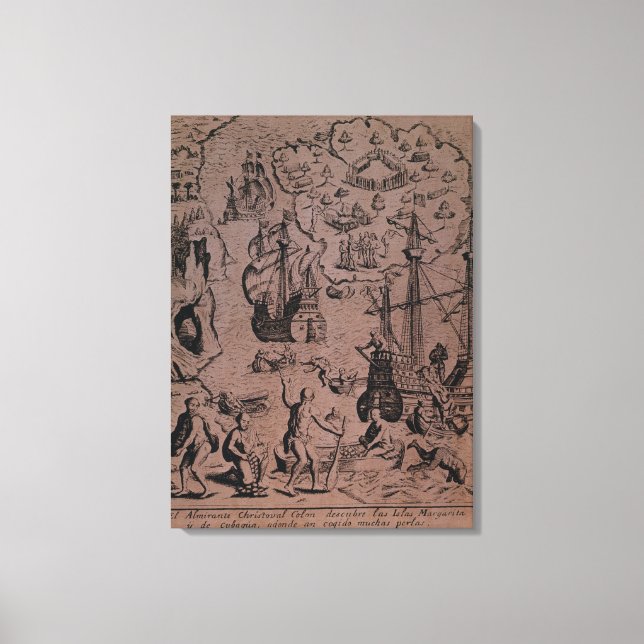 Lienzo Christopher Colombus descubriendo las islas (Anverso)