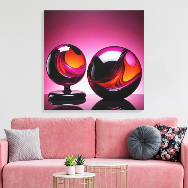 Lienzo Chromatisch farbige Glaskegeln in Reflexion (Insitu (Sala de estar))