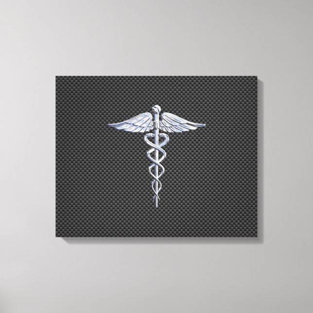 Lienzo Chrome como Caduceus Símbolo médico Fibra de carbo (Anverso)