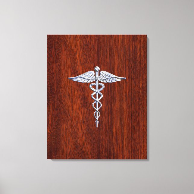 Lienzo Chrome como símbolo médico de Caduceus Mahogany Br (Anverso)