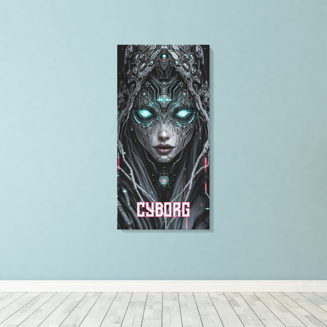 Lienzo Ciborg Oráculo de Neón (Insitu (piso de madera))