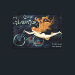 Lienzo Ciclos de gladiador, Art Nouveau victoriano vintag<br><div class="desc">Diseño de poster publicitario Art Nouveau de ilustracion Vintage para Gladiator Cycles de Georges Massias,  1895. Este anuncio de bicicleta es una hermosa mujer pelirroja con el pelo largo,  flotante,  rojo,  que va en bicicleta pero parece estar volando en el oscuro cielo nocturno con estrellas.</div>