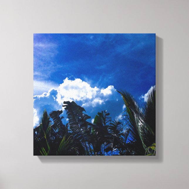 Lienzo Cielo azul brillante con nubes (Anverso)