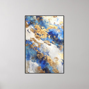 Lienzo Cielo azul y dorado vena abstracto
