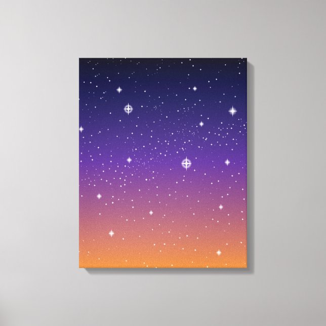 Lienzo Cielo de estrellas morado y dorado (Anverso)