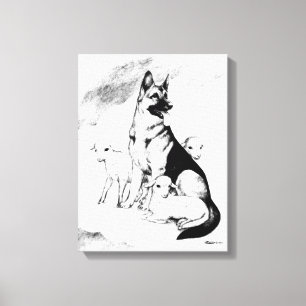 Lienzo Cielo de perro, rebaño del maestro