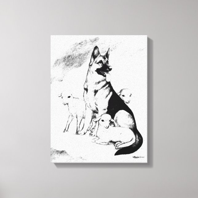 Lienzo Cielo de perro, rebaño del maestro (Anverso)