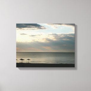 Lienzo Cielo matutino sobre la playa en Grecia Foto de pa