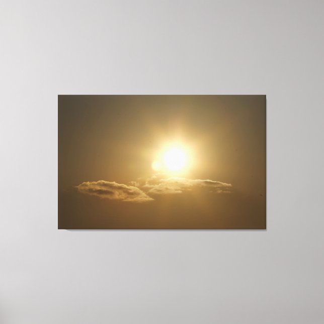 Lienzo Cielo naranja con sol y nubes (Anverso)