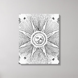 Lienzo Cielo Nocturno Antiguo Estrellas Sol Zodiaco Medie