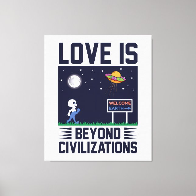 Lienzo Cielo nocturno y espacio con nómadas y naves espac (Anverso)