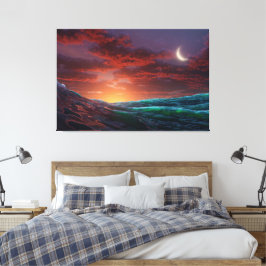 Lienzo Cielo Rojo al Anochecer
