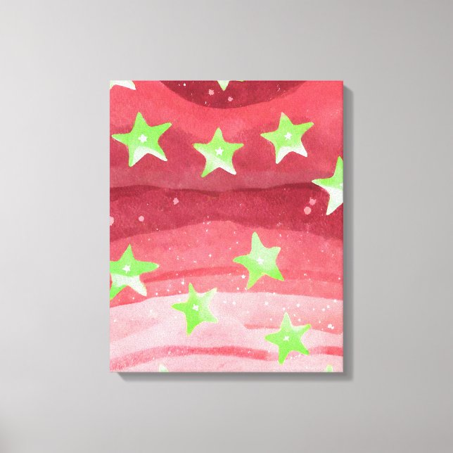 Lienzo cielo rojo con estrellas (Anverso)