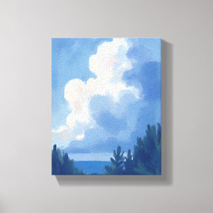 Lienzo Cielos Nublados   Pintura de Acuarela del Bosque A