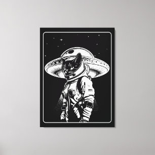 Lienzo Ciencia Ficción OvnI Alien Astronauta Gato