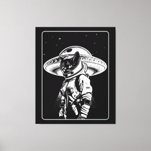 Lienzo Ciencia Ficción OVNIs Alien Astronauta Gato