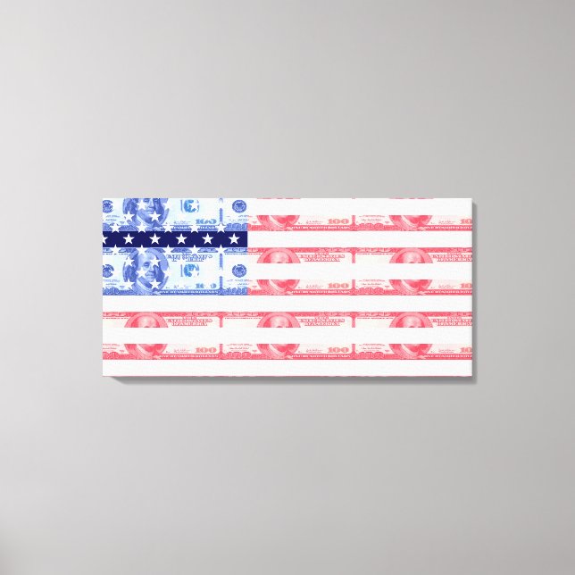 Lienzo Ciento de dólares en billetes de la bandera estado (Anverso)