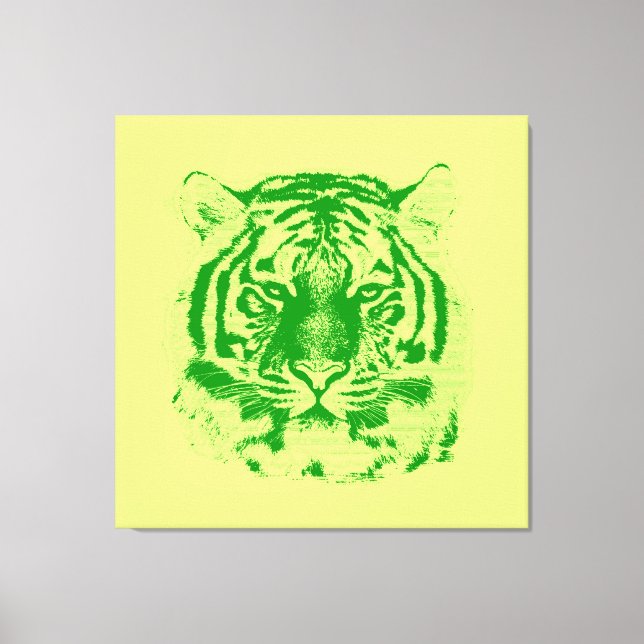 Lienzo Cierra la cara del tigre (Lime y Verde) (Anverso)