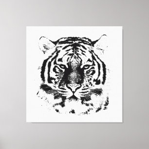 Lienzo Cierre de la cara del tigre blanco y negro