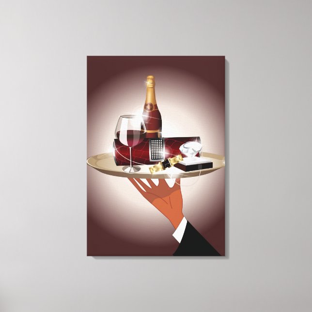 Lienzo Cierre de la mano de un camarero con una bandeja (Anverso)