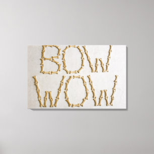 Lienzo Cierre de textos BOW WOW hecho con galletas de per