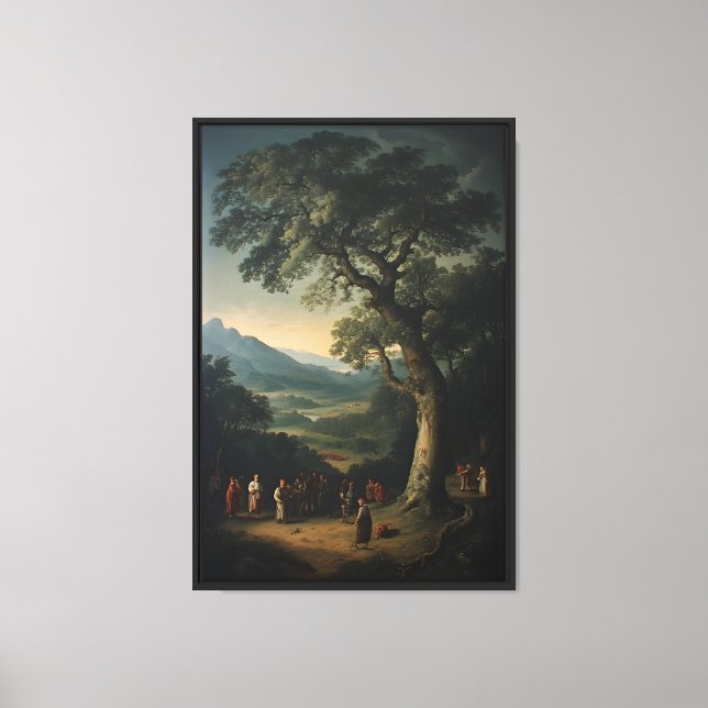 Lienzo Cifras y árbol antiguo  (Anverso)