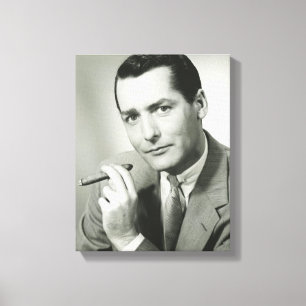 Lienzo Cigarro que fuma del hombre de negocios
